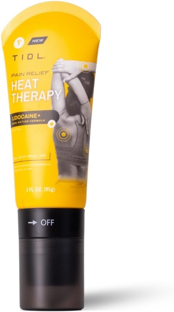 TIDL Heat Therapy Roll-On - Maximum Strength Lidocaine Pain Relief for Muscles & Joints | Warming Formula for Targeted Application | 3 oz