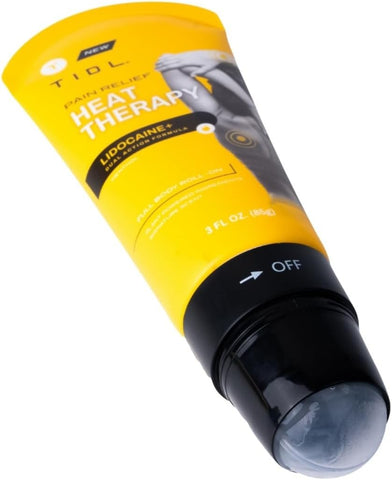 TIDL Heat Therapy Roll-On - Maximum Strength Lidocaine Pain Relief for Muscles & Joints | Warming Formula for Targeted Application | 3 oz