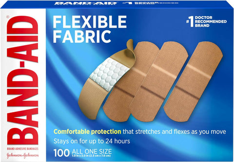 BAND-AID® Brand Flexible Fabric Bandages Assorted, 100 Count