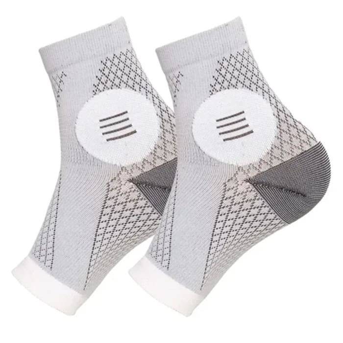 Overt Neuropathy Socks - Compression Sleeves for Nerve Damage Pain, Ankle Gout, or Fasciitis Relief Brace - Large Gray