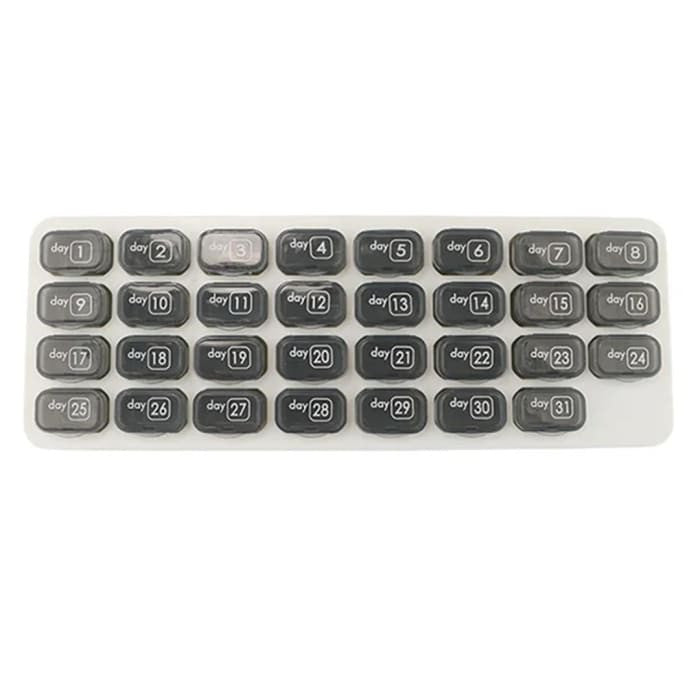 Overt Month Pill organizer with dates, practical & Bold design