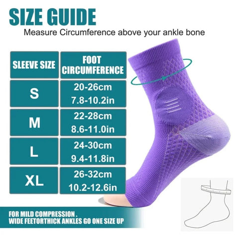 Overt Neuropathy Socks - Compression Sleeves for Nerve Damage Pain, Ankle Gout, or Fasciitis Relief Brace - Purple