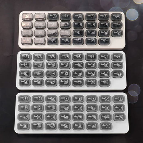 Overt Month Pill organizer with dates, practical & Bold design in Gray