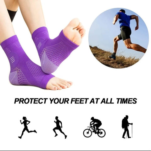 Overt Neuropathy Socks - Compression Sleeves for Nerve Damage Pain, Ankle Gout, or Fasciitis Relief Brace - Large Gray