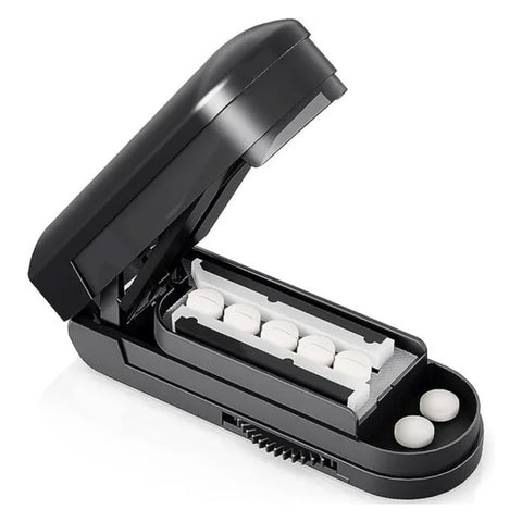 Overt Multiple Pill Cutter with Adjustable Gear - Hidden storage - Black