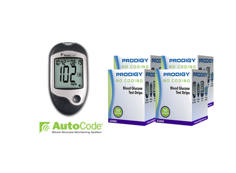 Prodigy Autocode Meter [+] Prodigy 200 Test Strips For GLucose Care