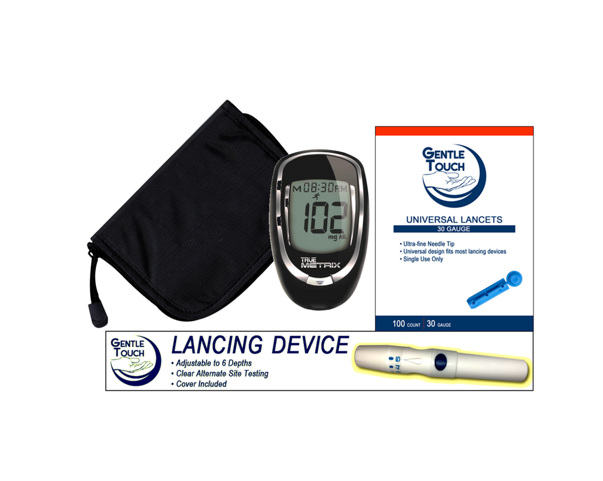 True Metrix Blood Meter [+] Lancing Device & Lancets For Glucose Care