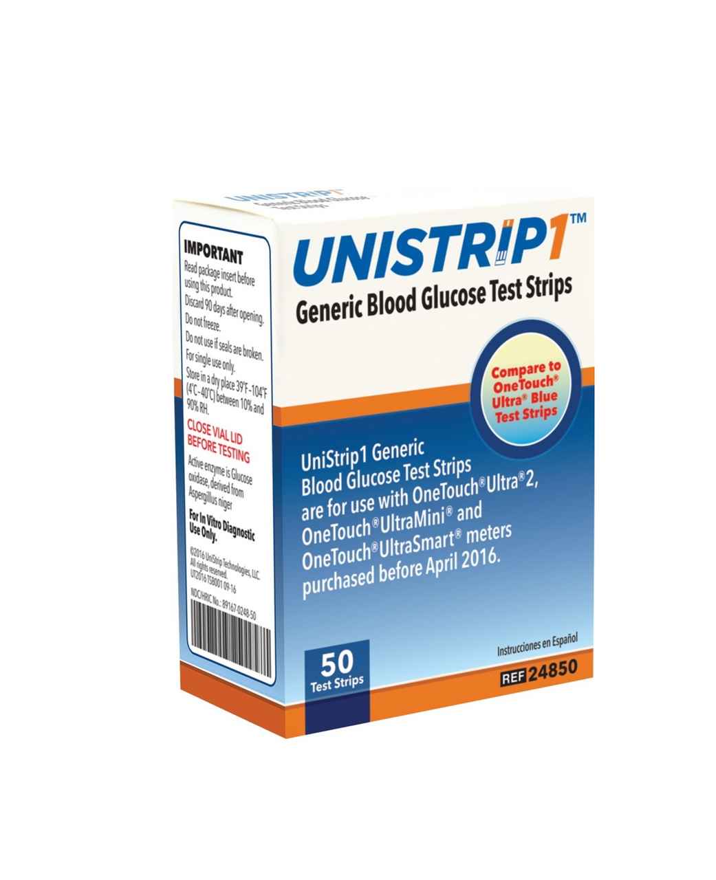 UniStrip Glucose 50 Test Strips For GLucose Care