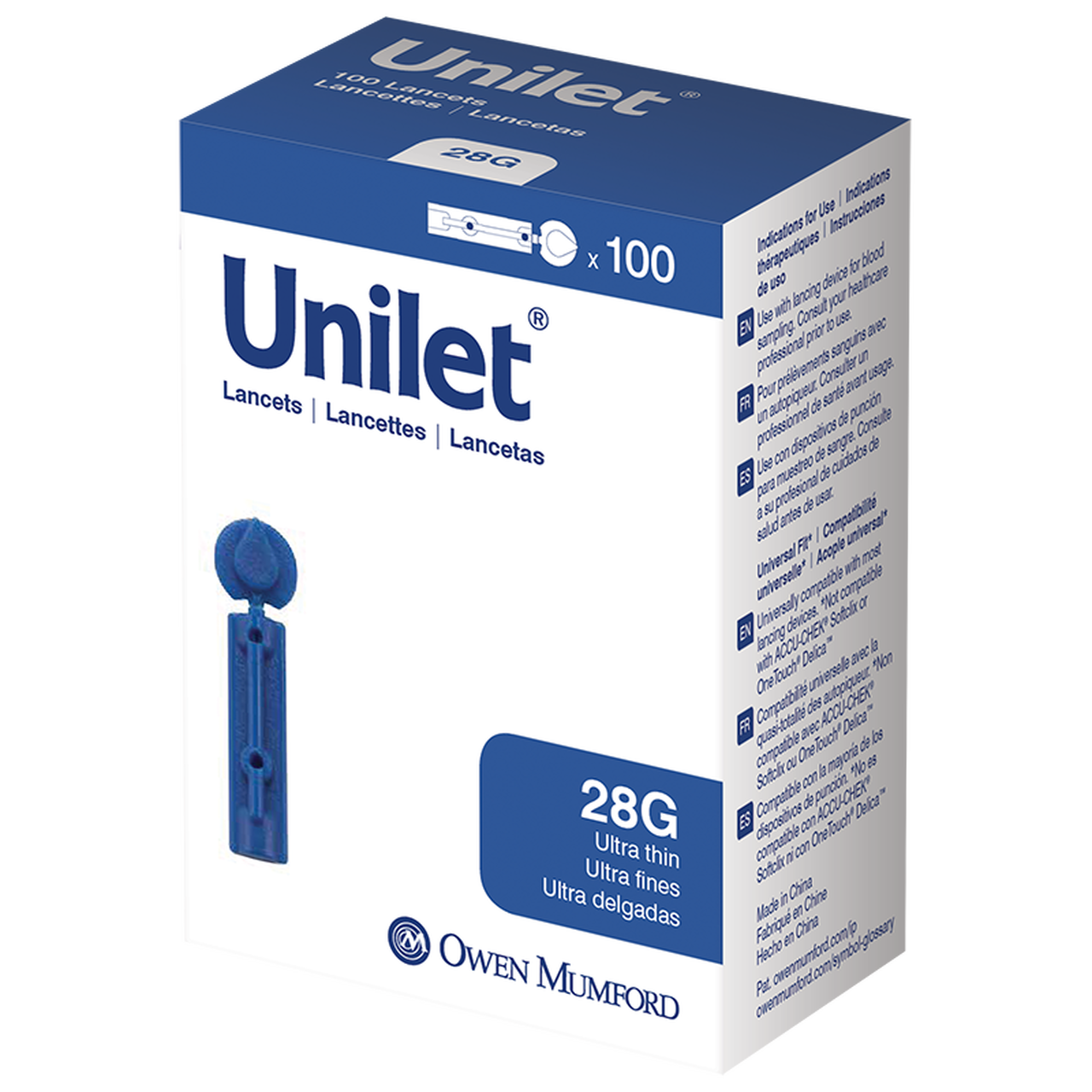 Owen Mumford Unilet Ultra Thin Lancets 28G - 100 Ct - #AT 0565