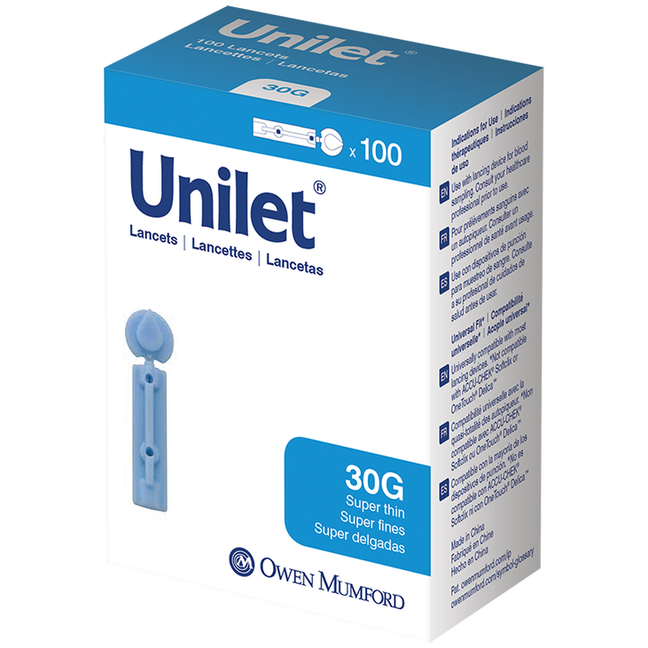 Owen Mumford Unilet Super Thin Lancets 30G - 100 Ct - #AT 0575