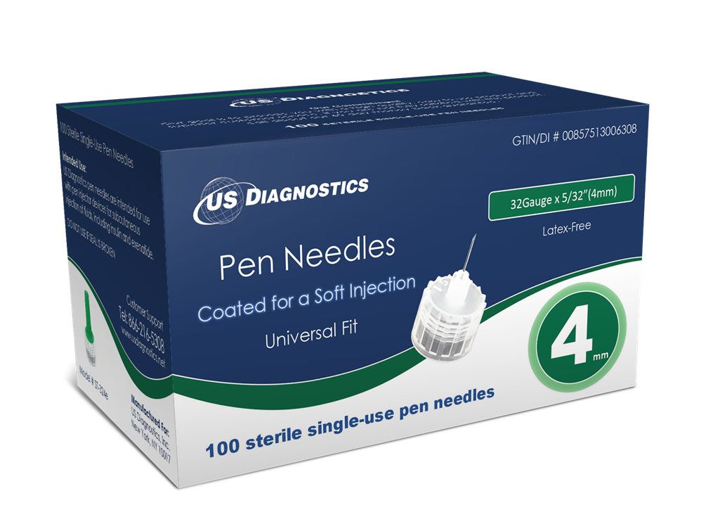 USD Pen Needles  32 Gauge x 5/32G (4mm) 100 Ct For GLucose Care