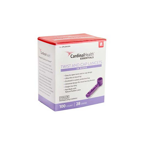 Cardinal Health ReliaMed Twist & Cap Lancets 28G 100/BX